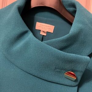 Tahari Women's Teal Blazer with Gold Button